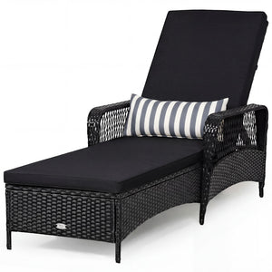 6-Gear adjustable backrest meets various sitting needs<br>Thick padded cushion and lumbar pillow for a comfortable experience<br>Weather-resistant PE wicker rattan chairs for indoor and outdoor use<br>Non-slip and anti-scratch foot pads ensure safe using 