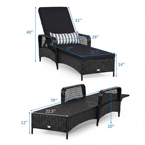 6-Gear adjustable backrest meets various sitting needs<br>Thick padded cushion and lumbar pillow for a comfortable experience<br>Weather-resistant PE wicker rattan chairs for indoor and outdoor use<br>Non-slip and anti-scratch foot pads ensure safe using 