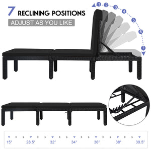 Come with 1 x rattan lounge chair  1 x seat cushion  2 x cushion cover and 1 x instruction<br>Durable hand-woven black PE rattan and steel frame for long time using<br>8 sturdy legs offer extra support and stability for you<br>Soft and thick cushion for c