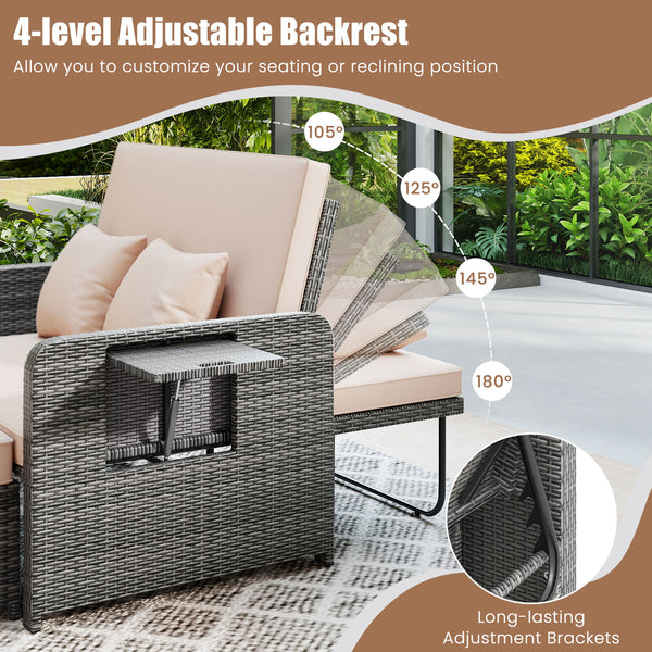 Use the ottoman as a footstool  coffee table or extra seating<br>Hidden storage for ottoman cushion<br>Tuck the ottoman under the seat for flexible design<br>Meet your different needs while saving your space<br>Adjustable backrest offers 4 levels for pers
