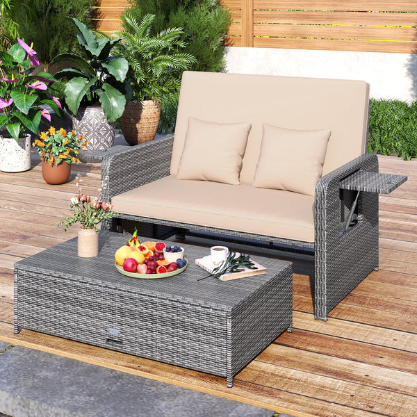 Use the ottoman as a footstool  coffee table or extra seating<br>Hidden storage for ottoman cushion<br>Tuck the ottoman under the seat for flexible design<br>Meet your different needs while saving your space<br>Adjustable backrest offers 4 levels for pers