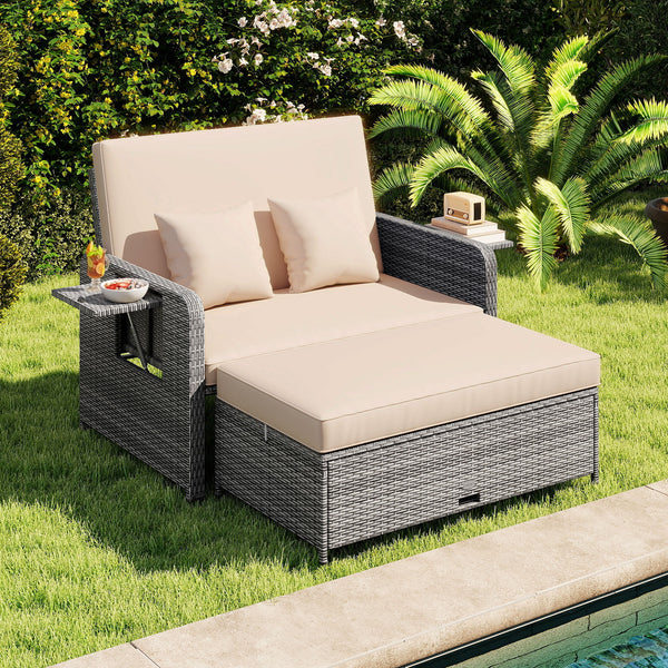 Use the ottoman as a footstool  coffee table or extra seating<br>Hidden storage for ottoman cushion<br>Tuck the ottoman under the seat for flexible design<br>Meet your different needs while saving your space<br>Adjustable backrest offers 4 levels for pers