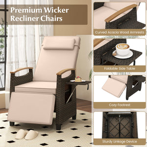 Please avoid rain exposure for prolonged service life<br>A protective cover is recommended but not included<br>150Â° adjustment of backrest and footrest meet different demands<br>Stable linkage device ensures safe adjustment<br>PE rattan surface for long-