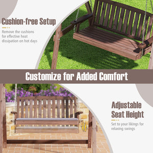 Full porch swing set with stand  tilt canopy  and cushion<br>Adjustable canopy shields you from the sun's scorching beams<br>Water-proof canopy crafted from silver-coated polyester<br>Robust A-shaped fir wood frame combines natural beauty with sturdiness<