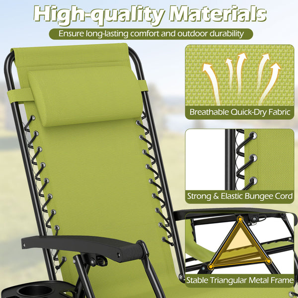 160Â° zero-gravity recline helps ease pressure for deeper relaxation<br>Secure locking mechanism for worry-free lounging<br>Breathable quick-dry fabric ensure long-lasting comfort and outdoor durability<br>Adjustable pillow works for head or lower-back su