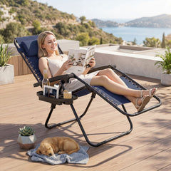 160Â° zero-gravity recline helps ease pressure for deeper relaxation<br>Secure locking mechanism for worry-free lounging<br>Breathable quick-dry fabric ensure long-lasting comfort and outdoor durability<br>Adjustable pillow works for head or lower-back su