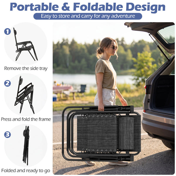 160Â° zero-gravity recline helps ease pressure for deeper relaxation<br>Secure locking mechanism for worry-free lounging<br>Breathable quick-dry fabric ensure long-lasting comfort and outdoor durability<br>Adjustable pillow works for head or lower-back su