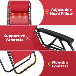 160Â° zero-gravity recline helps ease pressure for deeper relaxation<br>Secure locking mechanism for worry-free lounging<br>Breathable quick-dry fabric ensure long-lasting comfort and outdoor durability<br>Adjustable pillow works for head or lower-back su