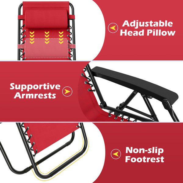 160Â° zero-gravity recline helps ease pressure for deeper relaxation<br>Secure locking mechanism for worry-free lounging<br>Breathable quick-dry fabric ensure long-lasting comfort and outdoor durability<br>Adjustable pillow works for head or lower-back su