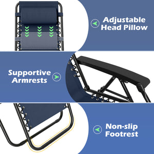 160Â° zero-gravity recline helps ease pressure for deeper relaxation<br>Secure locking mechanism for worry-free lounging<br>Breathable quick-dry fabric ensure long-lasting comfort and outdoor durability<br>Adjustable pillow works for head or lower-back su