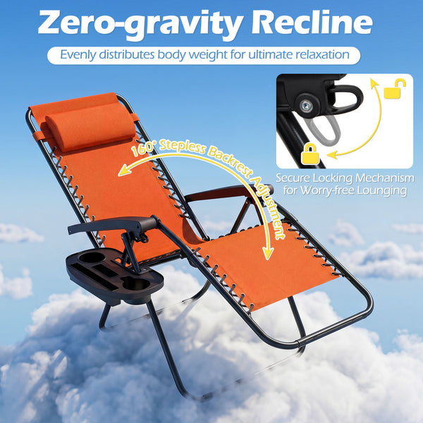 160Â° zero-gravity recline helps ease pressure for deeper relaxation<br>Secure locking mechanism for worry-free lounging<br>Breathable quick-dry fabric ensure long-lasting comfort and outdoor durability<br>Adjustable pillow works for head or lower-back su