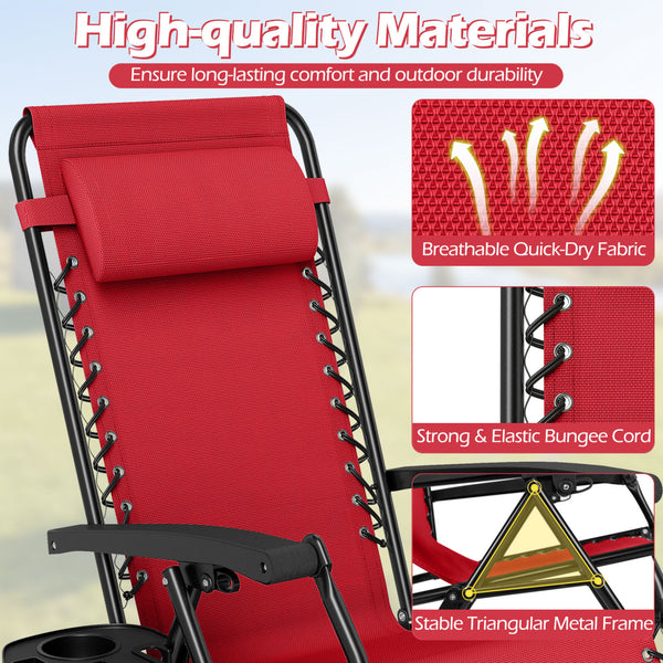 160Â° zero-gravity recline helps ease pressure for deeper relaxation<br>Secure locking mechanism for worry-free lounging<br>Breathable quick-dry fabric ensure long-lasting comfort and outdoor durability<br>Adjustable pillow works for head or lower-back su
