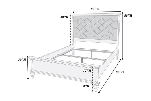 QUEEN BED/SILVER FINISH
