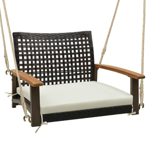 Soft padded cushion for a comfy sitting experience<br>Prevent cushion from sliding with fixing straps<br>Cushion cover with smooth zipper for easy cleaning<br>Please always keep the cushion dry to prolong service time<br>Curved backrest and acacia wood ar