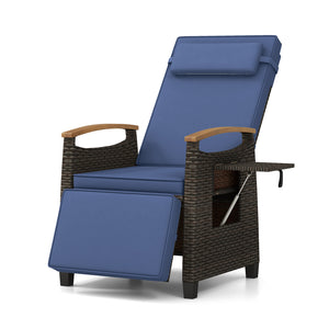 Please avoid rain exposure for prolonged service life<br>A protective cover is recommended but not included<br>150Â° adjustment of backrest and footrest meet different demands<br>Stable linkage device ensures safe adjustment<br>PE rattan surface for long-
