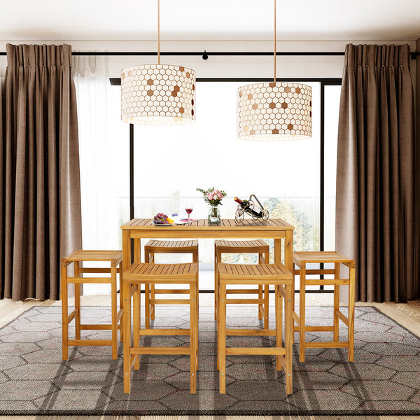 Multiple uses like dining  chatting  drinking  etc.<br>Acacia wood frame for long-lasting outdoor use<br>Reinforced crossbar and thick legs add stability<br>Spacious tabletop for your foods and beverages<br>Ideal for patio  deck  balcony  garden and more<