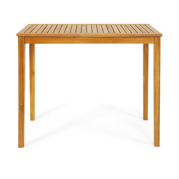 Multiple uses like dining  chatting  drinking  etc.<br>Acacia wood frame for long-lasting outdoor use<br>Reinforced crossbar and thick legs add stability<br>Spacious tabletop for your foods and beverages<br>Ideal for patio  deck  balcony  garden and more<