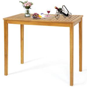 Multiple uses like dining  chatting  drinking  etc.<br>Acacia wood frame for long-lasting outdoor use<br>Reinforced crossbar and thick legs add stability<br>Spacious tabletop for your foods and beverages<br>Ideal for patio  deck  balcony  garden and more<