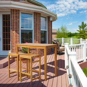 Multiple uses like dining  chatting  drinking  etc.<br>Acacia wood frame for long-lasting outdoor use<br>Reinforced crossbar and thick legs add stability<br>Spacious tabletop for your foods and beverages<br>Ideal for patio  deck  balcony  garden and more<