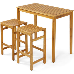 Multiple uses like dining  chatting  drinking  etc.<br>Acacia wood frame for long-lasting outdoor use<br>Reinforced crossbar and thick legs add stability<br>Spacious tabletop for your foods and beverages<br>Ideal for patio  deck  balcony  garden and more<