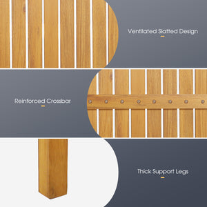 Multiple uses like dining  chatting  drinking  etc.<br>Acacia wood frame for long-lasting outdoor use<br>Reinforced crossbar and thick legs add stability<br>Spacious tabletop for your foods and beverages<br>Ideal for patio  deck  balcony  garden and more<