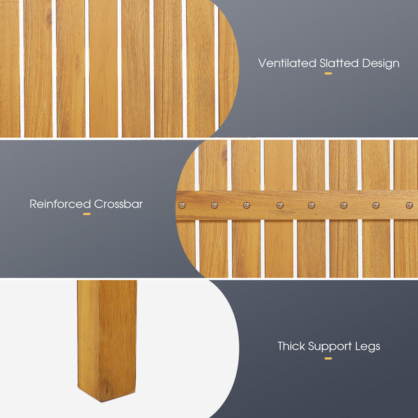 Multiple uses like dining  chatting  drinking  etc.<br>Acacia wood frame for long-lasting outdoor use<br>Reinforced crossbar and thick legs add stability<br>Spacious tabletop for your foods and beverages<br>Ideal for patio  deck  balcony  garden and more<