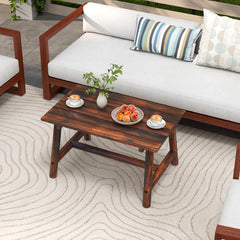 Solid wood structure is made of pine wood and fir wood<br>2.3" thickened legs confidently support up to 275 lbs<br>Comes with a reinforced crossbar to promote overall stability<br>Slatted tabletop and unique wood grains ensure an elegant design<br>Conveni