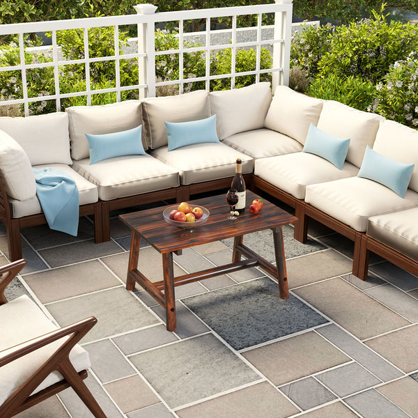 Solid wood structure is made of pine wood and fir wood<br>2.3" thickened legs confidently support up to 275 lbs<br>Comes with a reinforced crossbar to promote overall stability<br>Slatted tabletop and unique wood grains ensure an elegant design<br>Conveni