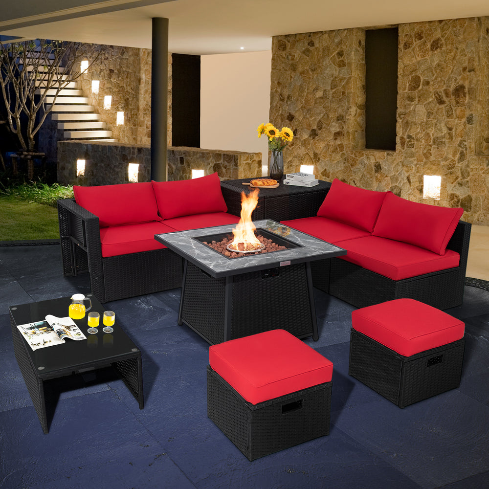 Deliver in 5 boxes  may arrive on the different days(White/Turquoise/Black)<br>Deliver in 4 boxes  may arrive on the different days(Gray/Red/Navy) <br>2 bags of screws are packed in the different boxes (1 bag of screws in the fire pit table box and anothe