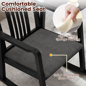 Built from solid rubber wood for excellent stability and durability<br>Comfy seat with soft linen fabric and high-density sponge padding<br>Curved armrests for natural arm positioning and added comfort<br>Ergonomically inclined backrest provides enhanced 