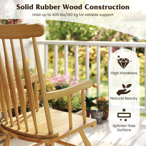 Crafted of solid rubber wood to ensure sturdiness and durability<br>Contoured slatted back to promote the heat dissipation<br>Curved armrest and high backrest to provide optimal sitting feeling<br>Four-supporting points for safe rocking radian and good st