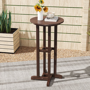 Made of weatherproof HDPE for long-time use<br>Stainless steel screws withstand extended use<br>Reinforced crossbars for strengthened structure<br>21.5" tabletop offers ample space for food and drinks<br>Slatted design for simple maintenance and more eleg
