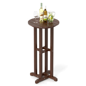 Made of weatherproof HDPE for long-time use<br>Stainless steel screws withstand extended use<br>Reinforced crossbars for strengthened structure<br>21.5" tabletop offers ample space for food and drinks<br>Slatted design for simple maintenance and more eleg