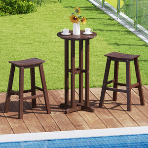 Made of weatherproof HDPE for long-time use<br>Stainless steel screws withstand extended use<br>Reinforced crossbars for strengthened structure<br>21.5" tabletop offers ample space for food and drinks<br>Slatted design for simple maintenance and more eleg
