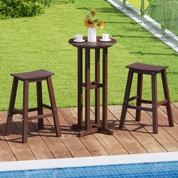 Made of weatherproof HDPE for long-time use<br>Stainless steel screws withstand extended use<br>Reinforced crossbars for strengthened structure<br>21.5" tabletop offers ample space for food and drinks<br>Slatted design for simple maintenance and more eleg