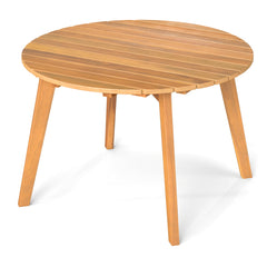 Made of natural acacia wood for long-lasting use<br>Wide slatted tabletop to keep daily items within reach<br>Reinforced X-shaped structure for great support<br>Firm bolt connection ensures reliable construction<br>Natural appearance adds a touch of charm