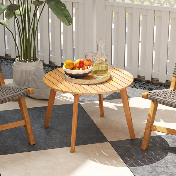 Made of natural acacia wood for long-lasting use<br>Wide slatted tabletop to keep daily items within reach<br>Reinforced X-shaped structure for great support<br>Firm bolt connection ensures reliable construction<br>Natural appearance adds a touch of charm