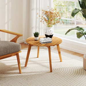 Made of natural acacia wood for long-lasting use<br>Wide slatted tabletop to keep daily items within reach<br>Reinforced X-shaped structure for great support<br>Firm bolt connection ensures reliable construction<br>Natural appearance adds a touch of charm