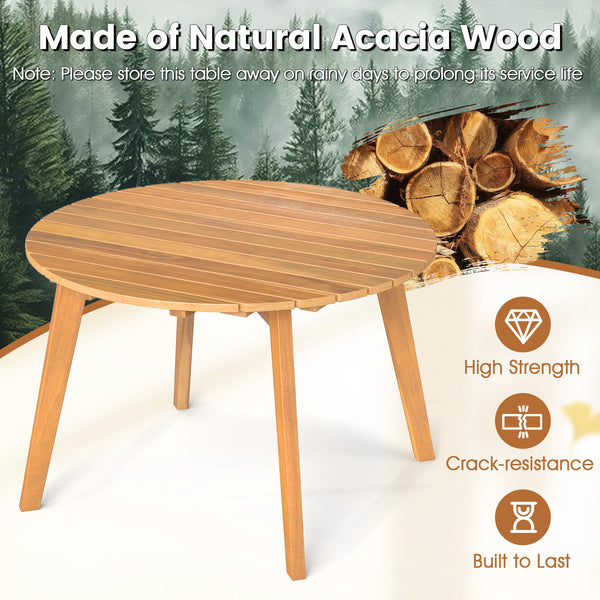 Made of natural acacia wood for long-lasting use<br>Wide slatted tabletop to keep daily items within reach<br>Reinforced X-shaped structure for great support<br>Firm bolt connection ensures reliable construction<br>Natural appearance adds a touch of charm