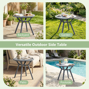 20" spacious round tabletop keeps your belongings organized and within easy reach<br>Provide space for the beverage  snack  magazine  coffee cup and potted plant<br>Crafted from premium PP and ABS materials for sun-protective and waterproof use<br>Rounded