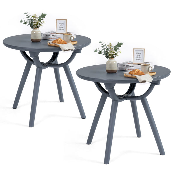 20" spacious round tabletop keeps your belongings organized and within easy reach<br>Provide space for the beverage  snack  magazine  coffee cup and potted plant<br>Crafted from premium PP and ABS materials for sun-protective and waterproof use<br>Rounded