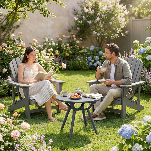 20" spacious round tabletop keeps your belongings organized and within easy reach<br>Provide space for the beverage  snack  magazine  coffee cup and potted plant<br>Crafted from premium PP and ABS materials for sun-protective and waterproof use<br>Rounded