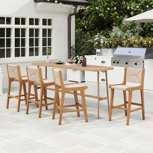 Designed for lasting outdoor appeal with hand-woven paper rope Provide a breathable seating experience for added comfort Its sun-protective feature ensures long-lasting performance Provide exceptional strength and natural beauty with solid teak wood Hold 