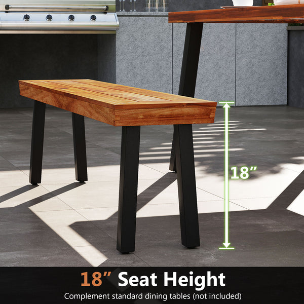 Solid acacia wood for high hardness and natural beauty<br>Ensure a splinter-free surface for a smooth touch<br>Hold up to 800 lbs per bench for reliable support with a sturdy metal frame<br>Adjustable foot pads for balance maintenance<br>Add extra stabili