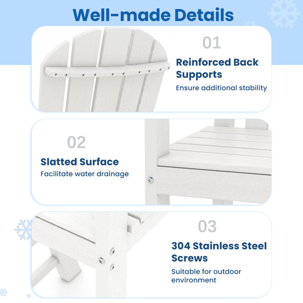 Stand against outdoor elements with all-weather and colorfast HDPE material<br>Treat earth better thanks to the recyclable characteristic<br>No need for complicated maintenance  just wipe it with soapy water<br>304 stainless steel screws for a longer outd