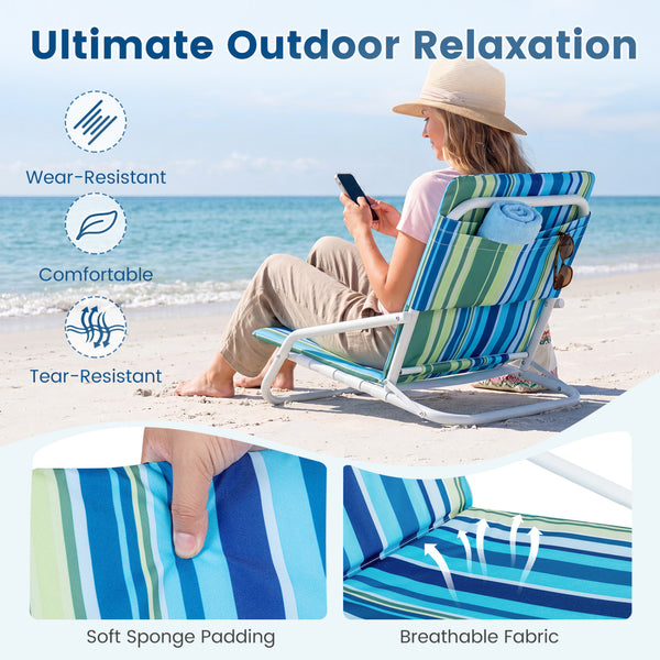 Soft sponge padding offers exceptional comfort for extended lounging<br>Breathable wear-resistant and tear-resistant fabric for lasting outdoor use<br>Easy folding design for compact storage and effortless transportation<br>Lightweight construction with 1