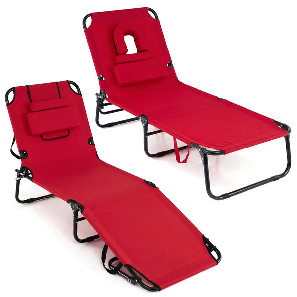 Adjustable backrest for sunbathing  sleeping  resting  reading and more<br>3 detachable pillows for free combinations and have zippers for easy cleaning<br>Face hole for lying face down during sunbathing<br>Reinforced metal tubes for strong support of 330