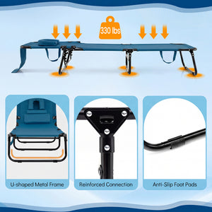 Adjustable backrest for sunbathing  sleeping  resting  reading and more<br>3 detachable pillows for free combinations and have zippers for easy cleaning<br>Face hole for lying face down during sunbathing<br>Reinforced metal tubes for strong support of 330