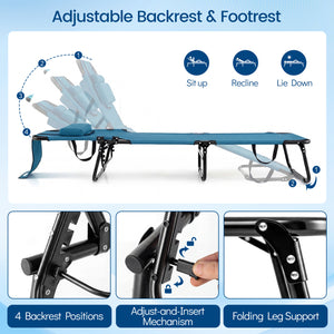 Adjustable backrest for sunbathing  sleeping  resting  reading and more<br>3 detachable pillows for free combinations and have zippers for easy cleaning<br>Face hole for lying face down during sunbathing<br>Reinforced metal tubes for strong support of 330