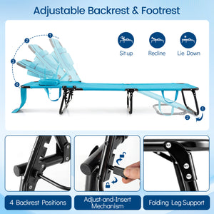 Adjustable backrest for sunbathing  sleeping  resting  reading and more<br>3 detachable pillows for free combinations and have zippers for easy cleaning<br>Face hole for lying face down during sunbathing<br>Reinforced metal tubes for strong support of 330